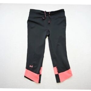 Under Armour HeatGear Compression Capri Leggings XS Pink Ribbon Breast Cancer